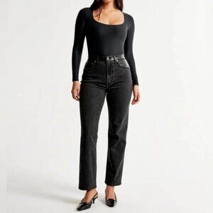 Abercrombie & Fitch Black 90s Straight Leg Jeans Curve love NTW 29 LONG